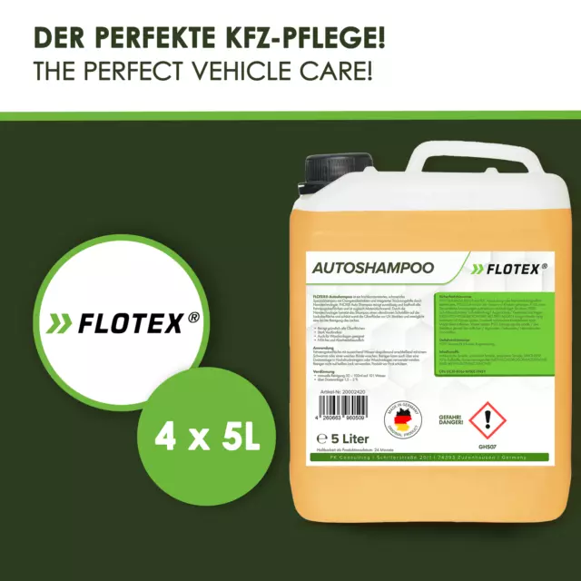 Flotex Autoshampoo Konzentrat, 4 x 5L Auto Car Shampoo Reiniger 2