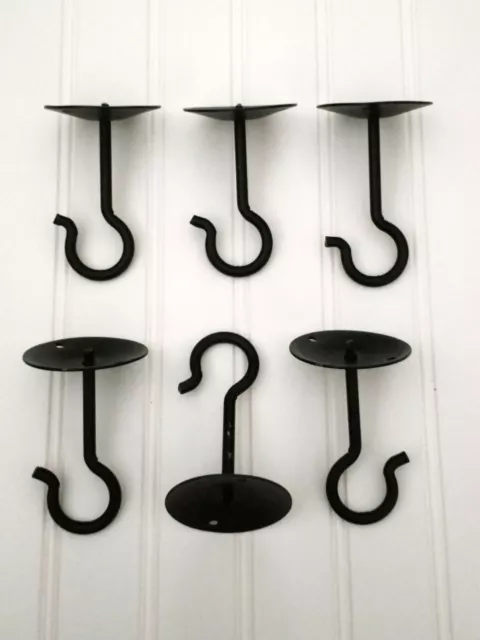 SIX Amish forged black wrought iron Swivel ceiling hooks - strong, durable metal