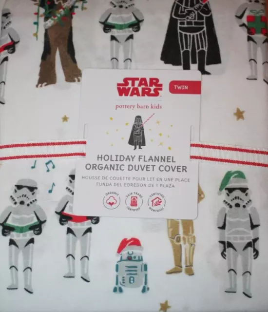 Funda edredón de franela navideña Pottery Barn para niños de Star Wars gemela 68"" X 86"" Navidad