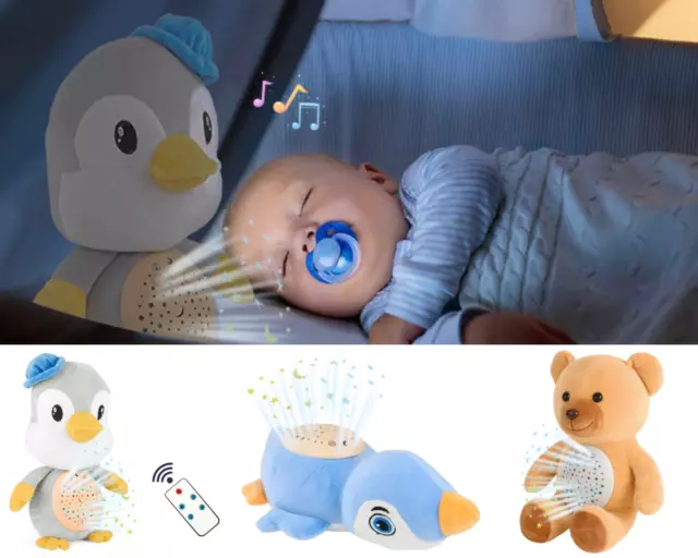 Baby Shower Gift Sleep Soother w/ Night Light Projector & White Noise Plush Toy