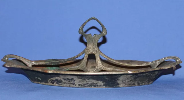 Antique Art Deco Silver Plated Boat Bowl