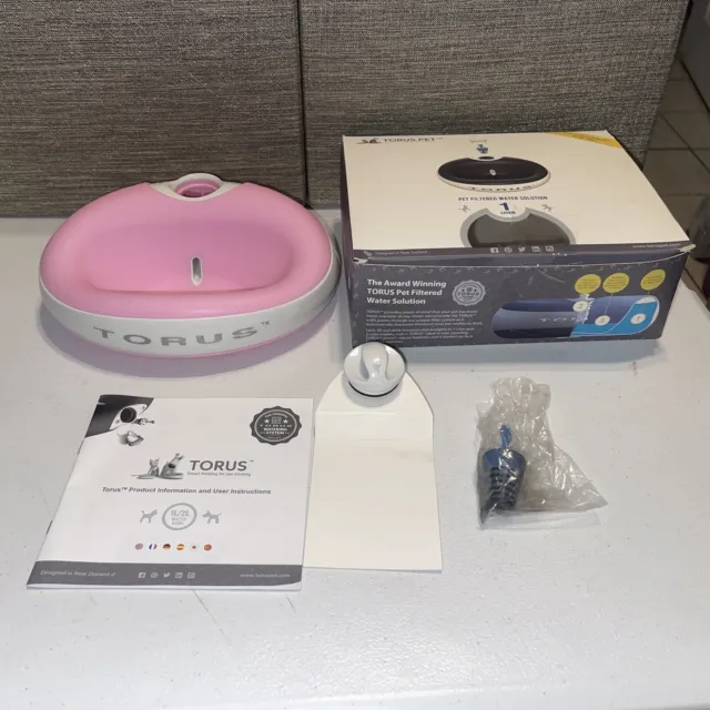 Open Box - Torus Pet 1L Filtered Water Bowl - Pink