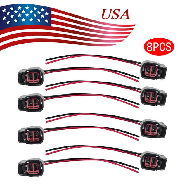 8 FUEL INJECTOR Connector Wiring Plugs Clips EV6 EV14 USCAR Pigtail Cut