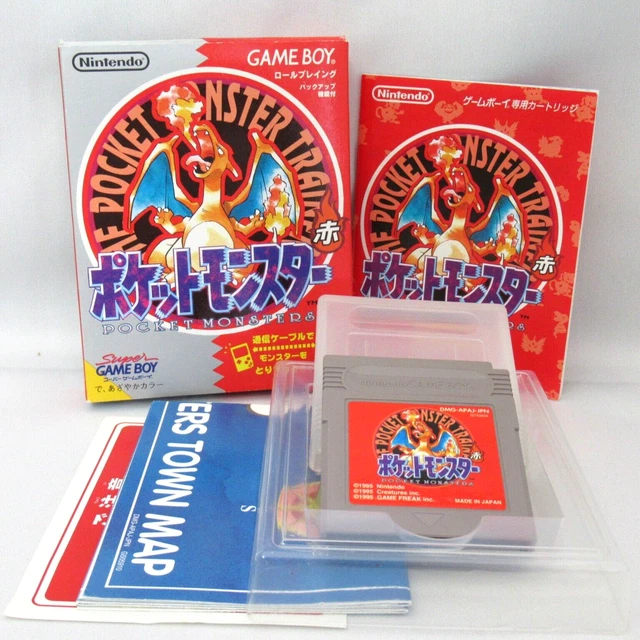 Pokemon Red Charizard Pokémon Game Boy Package & Manual GB Japan