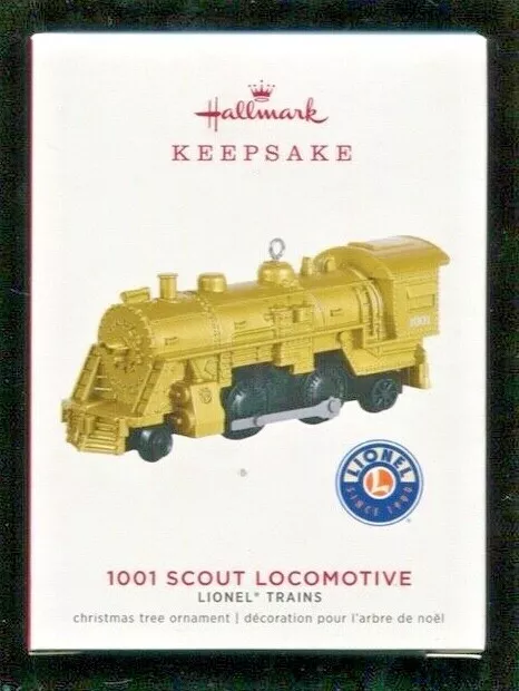 2019 Hallmark Ornament - GOLD 1001 SCOUT LOCOMOTIVE - Lionel Trains - New In Box