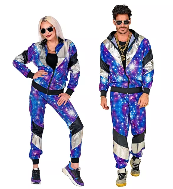 WZW142 - 80er Jahre Trainingsanzug Unisex  Disco Look - Gr. L  - 2. Wahl