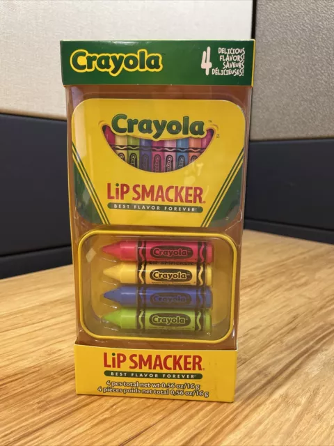 NEW Crayola Lip Smacker Best Flavor Forever Tin 4 Crayon Flavor Set KG