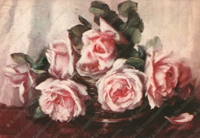 1949 Rose bouquet centrotavola con i fiori Cartolina illustrata
