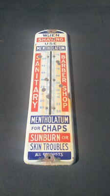 1915 Mentholatum Barber Shop Porcelain Thermometer
