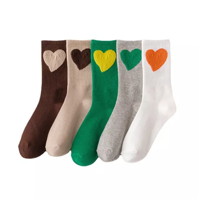 Calze alte alla caviglia donna cotone dolce amore cuore ricamato traspirante equipaggio↑ P
