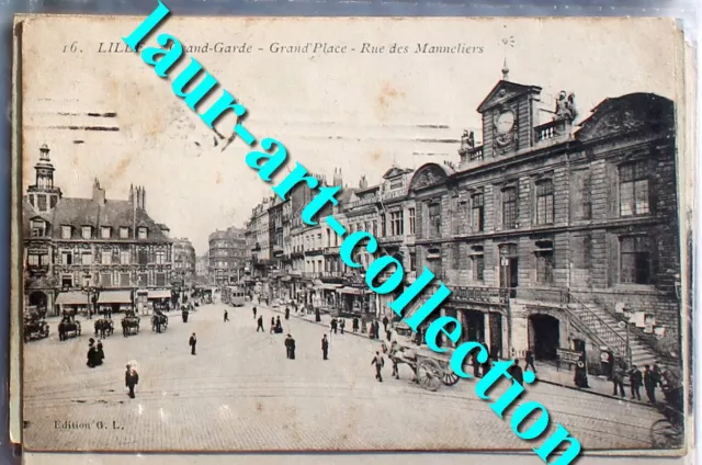 Cpa Animé 59 Lille Grand Garde Grand Place Rue Des Manneliers Carte Postale 1911