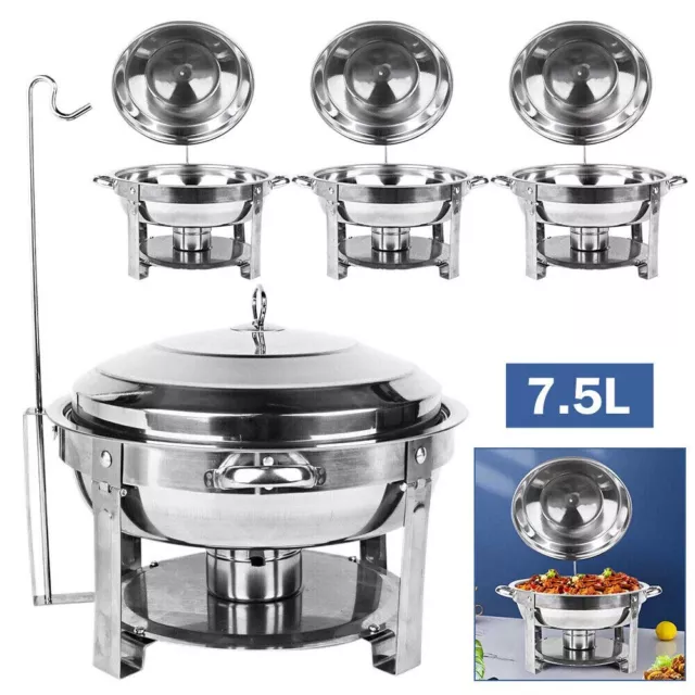 7.5L Round Stainless Steel Chafing Dish Buffet Food Warmer Bain Marie Heater