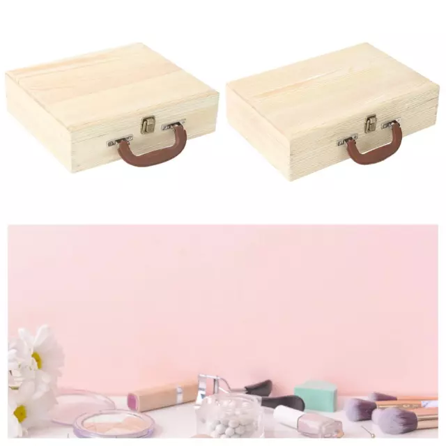 Wooden Storage Box Keepsake Box with Handle Home Decor DIY Gift Box Container