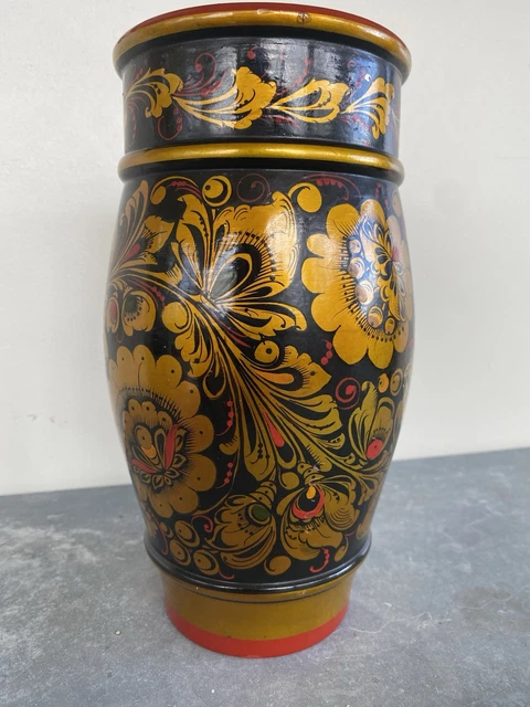 VASE RUSSIE EN Bois Boîte avec Couvercle Peint à la Main Coffret de