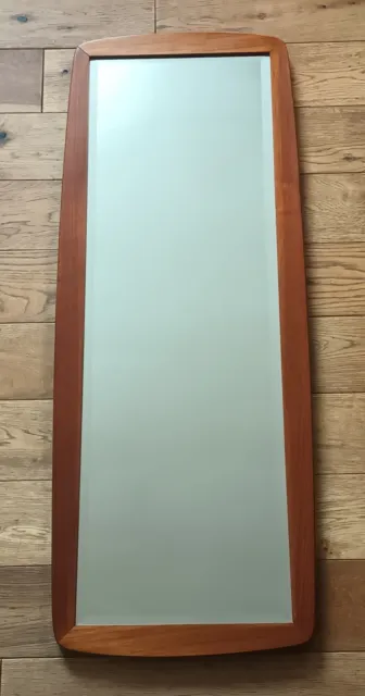 Large Vintage Mid Century Modern Danish Teak Wall Mirror