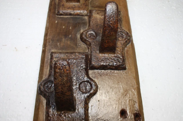 Vintage Heavy Duty Cast Iron Tack hooks Barn Wood Antique Coat Hat Primitive 4