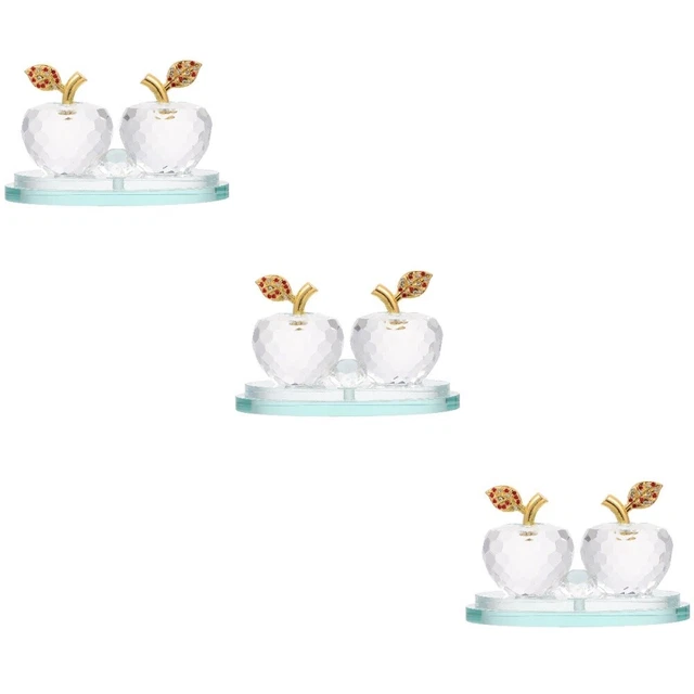 3 Pcs Kristall-Apfel-Ornament Männer Und Frauen Glasfigur Autos Verzieren 3