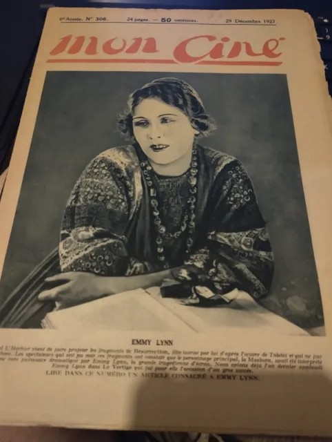 MON CINE  NO 306 1927 French film magazine EMMY LYNN COVER