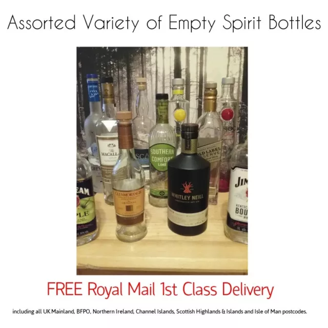 Used Empty Glass Spirit Bottles - Assorted Varieties + FREE 1st Class Delivery