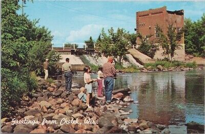Postcard - Greetings from Chetek Wisconsin Fishing on the Chetek River Unposted