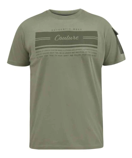 D555 Duke Big Mens Couture Printed T-Shirt Khaki 2XL 3XL 4XL 5XL 6XL (601318)