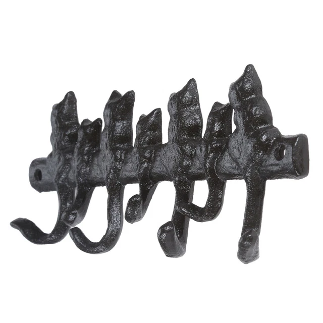 Imitation Rust Cat Tail Hook Key Towel Coat Wall Rack Holder Cast Iron Decor