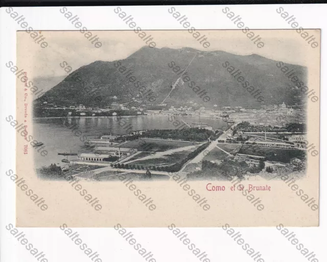 Rm Cartolina Como Lago Di Como Brunate  Panorama 1900 Viagg.