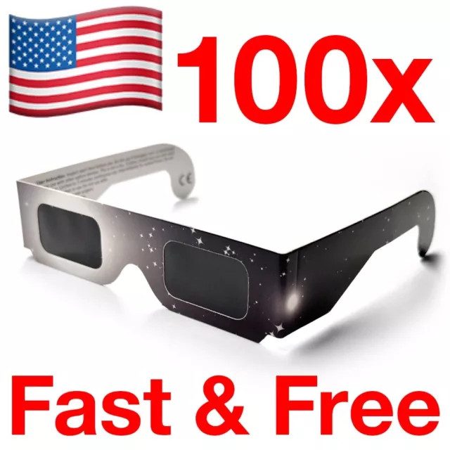 100 PACK NEW 2024 Solar Eclipse Glasses US SELLER ISO & CE