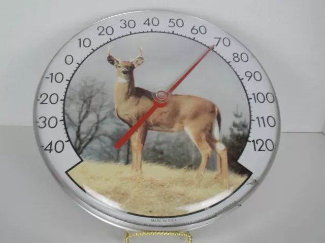 The Original Ohio Buck Deer Jumbo Dial Outdoor Thermometer 1985 Made in USA EUC