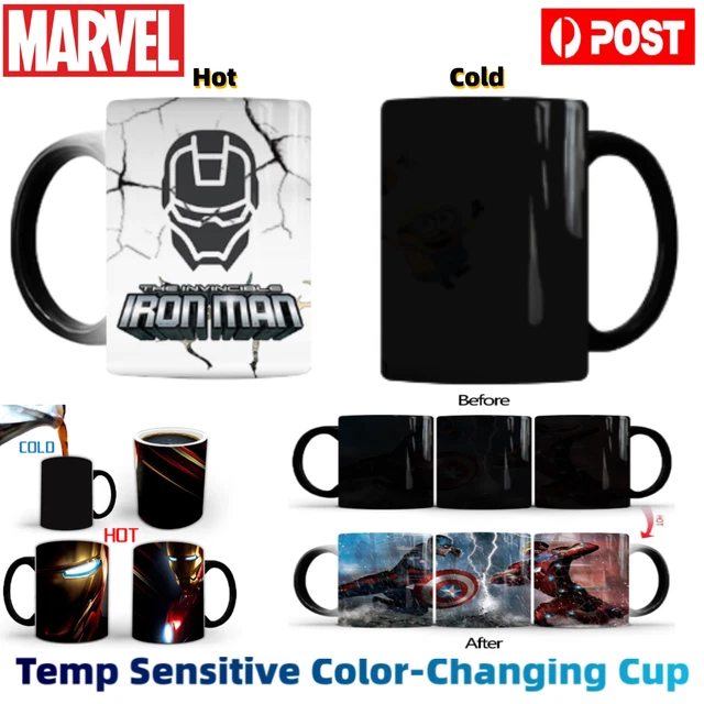 MARVEL IRON MAN Mugs Spiderman Heat Sensitive Cup Colour Changing