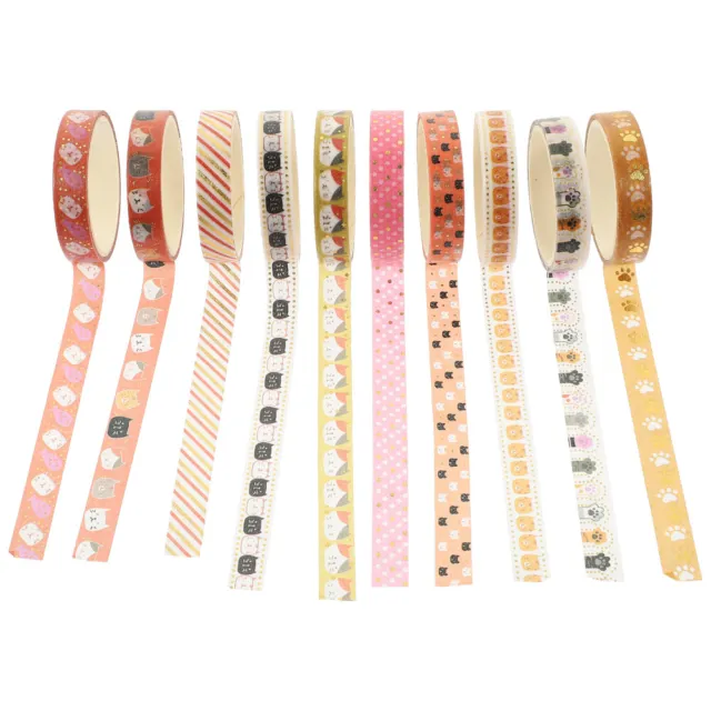 10 rollos lindo conjunto de cintas washi papel de aluminio de oro animales hágalo usted mismo artesanías envoltura de regalo