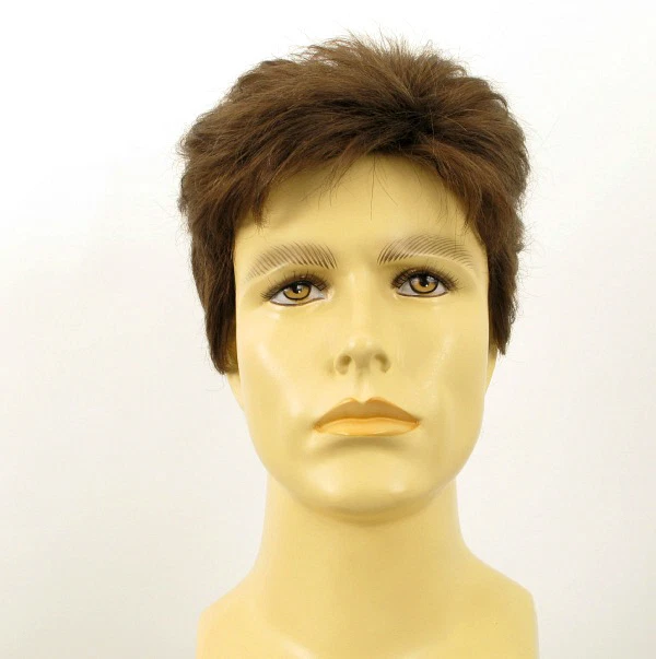 Perruque Homme Cheveux Naturels Châtain Clair Ref THIERRY 8 – Coupe Courte Et Raie Libre