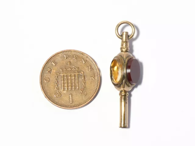 Antique Triple Stone Citrine Carnelian Gilt Pocket Watch Key Winder a/f  #WK33