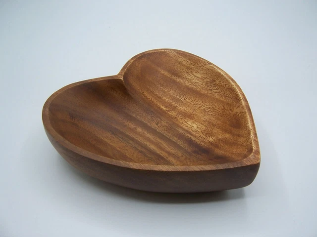 HOLZTELLER HERZ Akazie 19,5x5cm Schale Obst Salat Deko Nüsse Larp ...