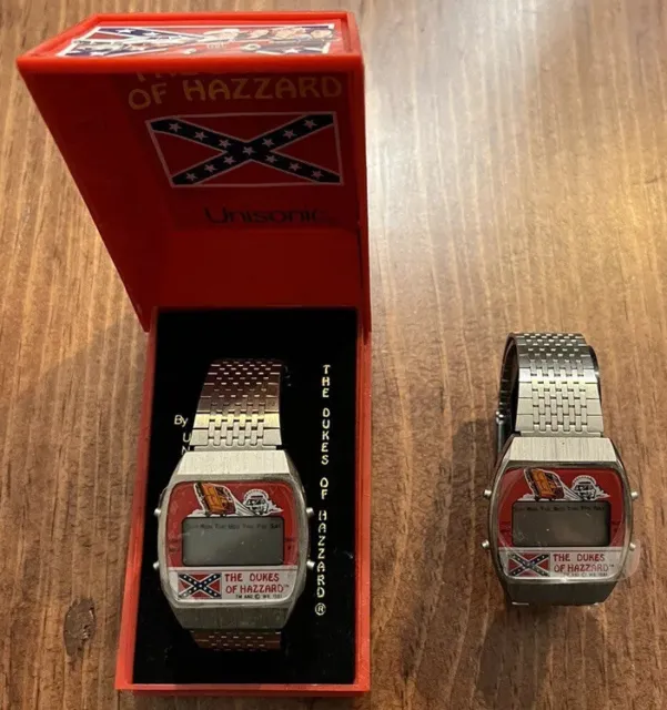 2 X 1981 Vintage Dukes Hazzard Lcd Quartz Watch Unisonic Nos