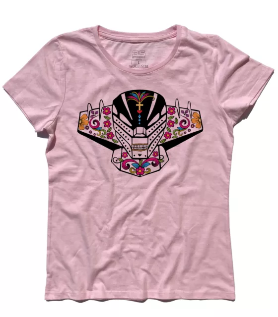 T-shirt donna Jeeg robot d'acciaio in versione teschio messicano Mexican skull