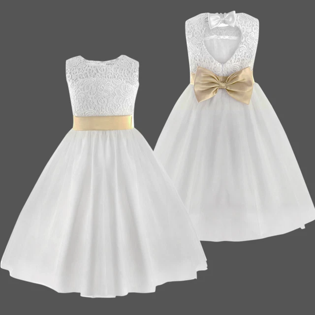 Abito da sposa principessa in pizzo principessa fiore bambino festa damigella d'onore cuore abiti schiena