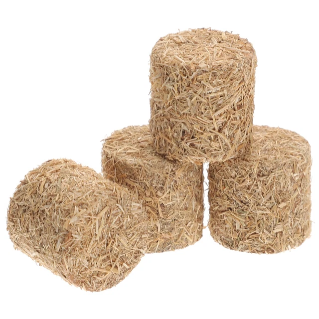 Lot De 8 Mini-balles De Foin – Décoratives – 4 Cylindriques (2x2 Cm) Et 4 Carrées (2x2x2 Cm) – Pour Décoration Miniature, Halloween, Ferme Ou Maison De Poupée