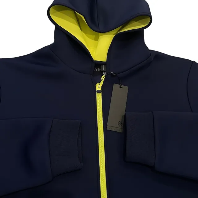 Greyson Golf Chene Full Zip Hoodie Maltese Navy Blue/Yellow Size Large $215 3