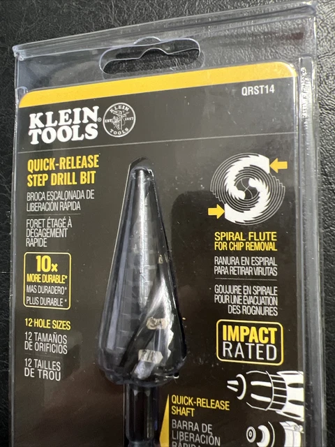 KLEIN TOOLS QRST14 SPIRAL FLUTE STEP DRILL BIT 3/16-7/8 free shipping!! 3
