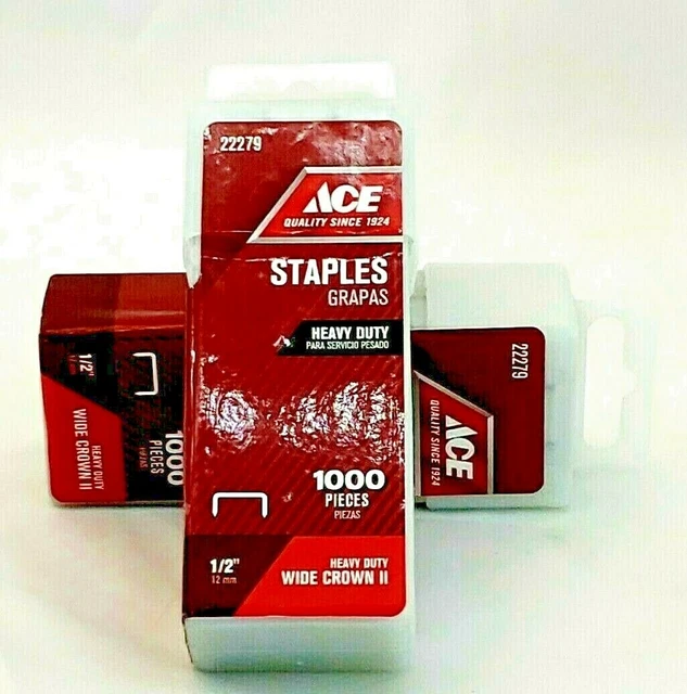 2000 1/2" 12mm Staples Heavy Duty ACE 22279 Lot of 2 / 1000 per