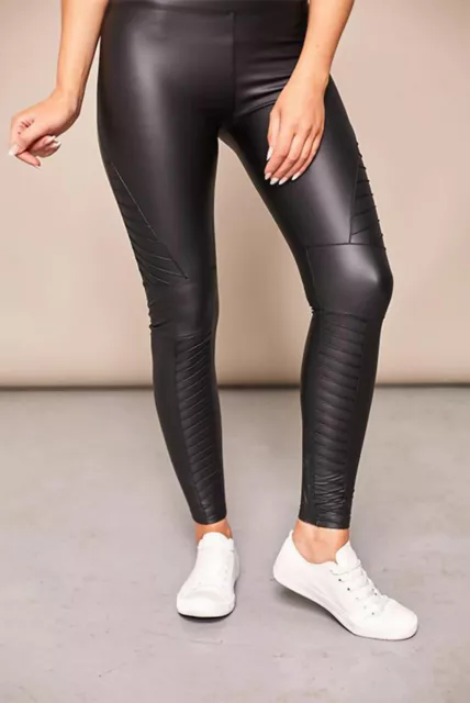 Women Wet Look Faux Leather Pants Ladies High Waist Skinny Girl Legging Trousers 3