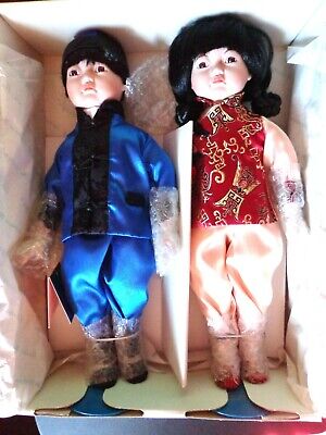 Marian Yu Designs 1989 Asian Boy & Girl Porcelain Dolls Vintage/Limited Edition
