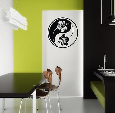Avoria Adesivo Murale Yin Ying Fiori di Ibisco Yang Adesivo da Parete Adesivo Ibisco 