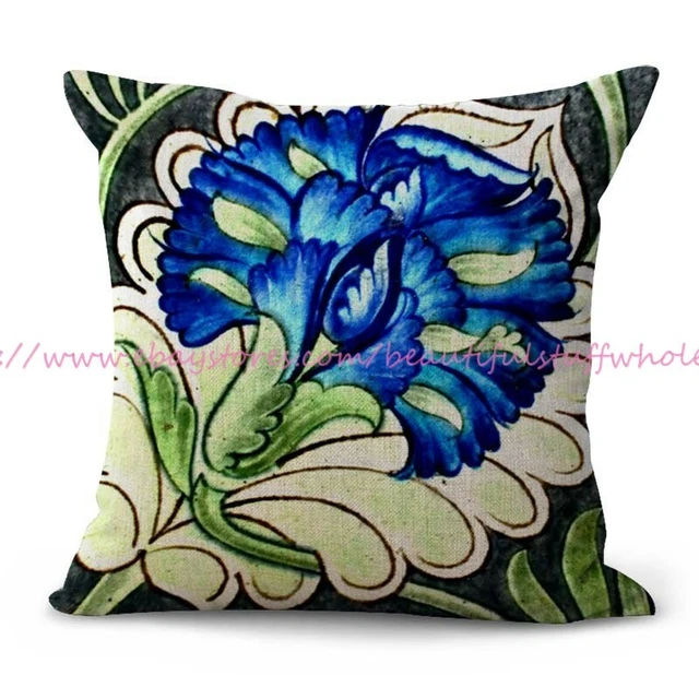 discount pillow covers art nouveau medieval Victorian floral tile cushion cover