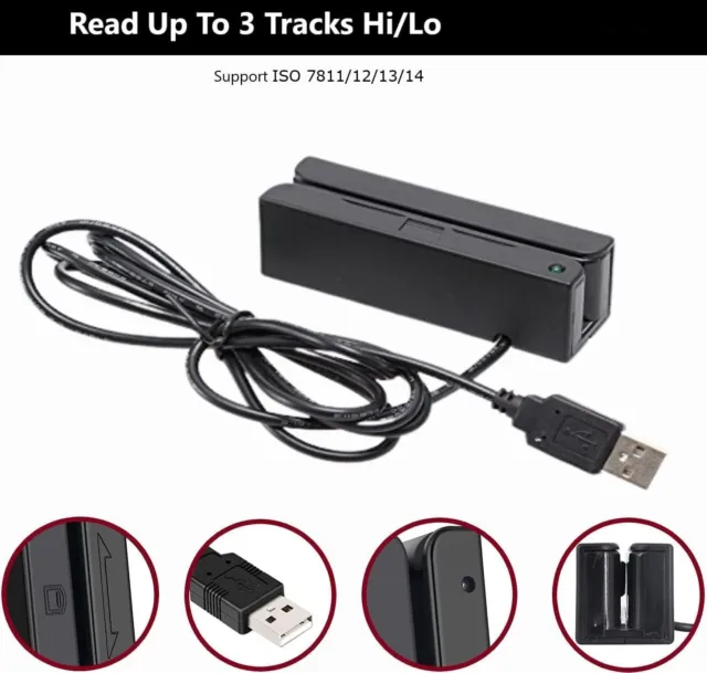 3-Track Hi-Co Credit Card Reader With Magnetic Stripe USB Card Reader Swiper 2