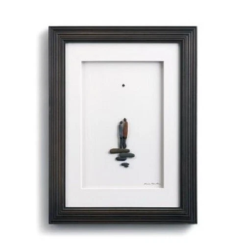 "Us" by Sharon Nowlan Framed and Matted Pebble Art Romantic Couple Mixed Media