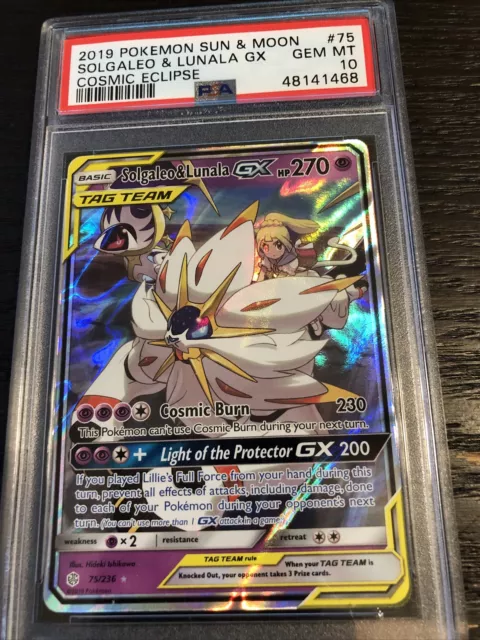 ULTRA RARE Solgaleo & Lunala GX 75/236 Tag Team Pokemon SM Cosmic Eclipse -  LP