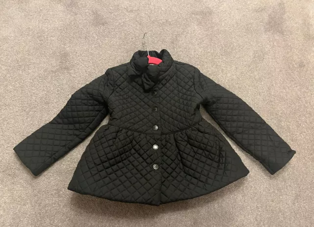 Worn once girls Janie & Jack 3-4yrs black quilted jacket with bow neck detail