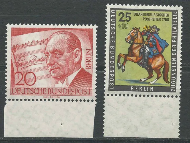 Berlin postfrisch - Mi.-Nr. 156 + 158 - 1956 - beide Unterrand - ungeknickt Scan